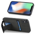 thumbnail image 3 of Magnetic Carbon Fiber Case for iPhone XS / iPhone X with Holder Kickstand, Fiber Texture Wallet Phone Case with Card Holder Durable Military Grade Protection Cover for iPhone XS / iPhone X, Black, 3 of 10