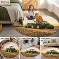 thumbnail image 6 of Farmhouse Washable Round Area Rug 6 ft, Rustic Country Green Bulldozers Realistic Field Sunset, Soft Non Slip Rugs Stain Repellent Indoor Felt Carpet for Living Dining Room Bedroom Home Office, 6 of 9