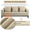 thumbnail image 2 of FFH 3-Seater Fabric Lounge Sofa with 3 Pillows & Deep Seat, Modern Comfy Upholstered Couch with Wood Legs, 80.5"*34"*34", 2 of 8