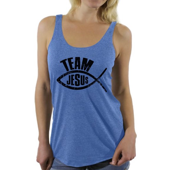 Awkward Styles Team Jesus Racerback Shirt for Her Racerback Top for Christian Black Clothes for Women Team Jesus Tanks Fish Tshirt for Ladies Christian Gifts Jesus Shirts Jesus Clothing Collection