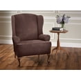 thumbnail image 3 of Stretch Sensations 1-Piece Stretch Fernwood Wing Chair Slipcover, Chocolate, 3 of 5