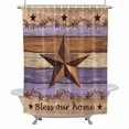 thumbnail image 2 of Country Stars Shower Curtain for Bathroom Decor, Purple Wood Grain Bless Our Home Farmhouses Waterproof Fabric Shower Curtain, 48"x72" Set with 12 Hooks, 2 of 9