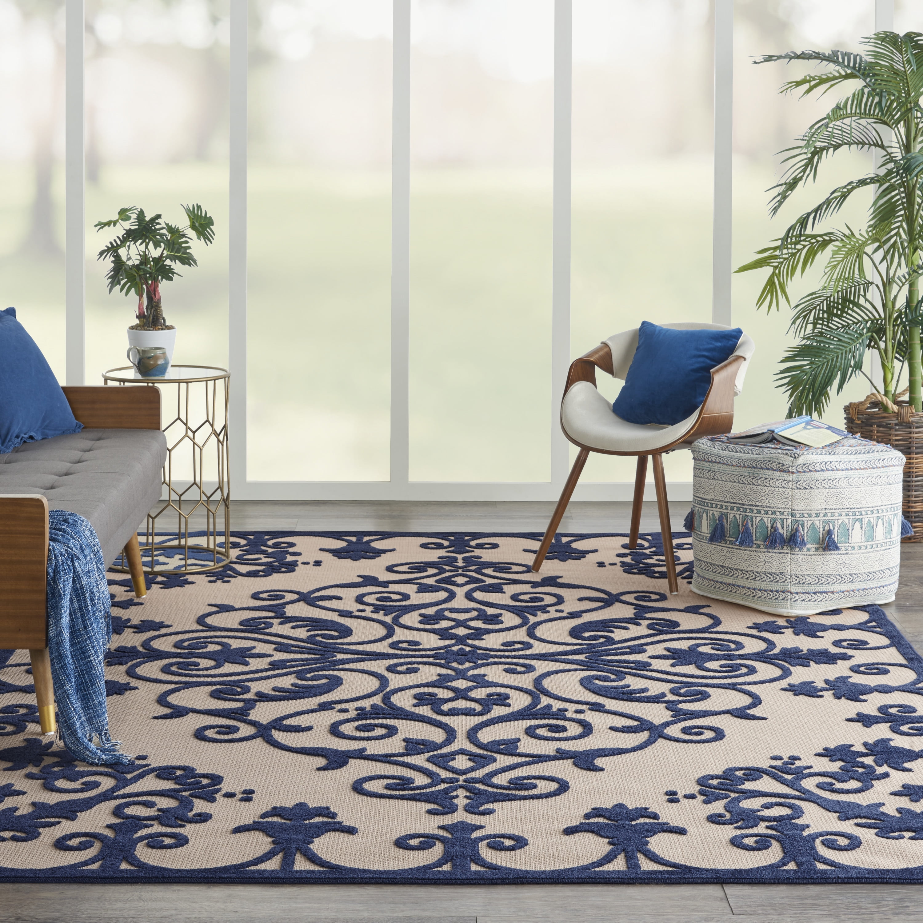 Nourison Aloha Indoor outdoor Center Medallion Navy Area Rug Walmart nourison-aloha-indoor-outdoor-center-medallion-navy-area-rug-walmart