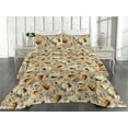 thumbnail image 2 of Ambesonne Floral Quilted Bedspread Set 3 Pcs, Blooming Summer Meadow Print, King, Sepia Mustard and Pale Orange, 2 of 4