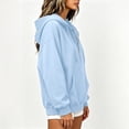 thumbnail image 4 of Weikingp Zip Up Hoodie Women Sweatshirt for Women Big Comfy Zip Up Hoodie Womens Quarter Zip Pullover Cropped Hoodie Pullover Hoodie Oversized Sweat Jackets Full Zip Hoodies Blue XL, 4 of 7