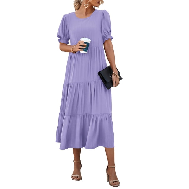 Vestido PRETTYGARDEN de Verano Floral Boho Midi con Mangas Abullonadas Talla S