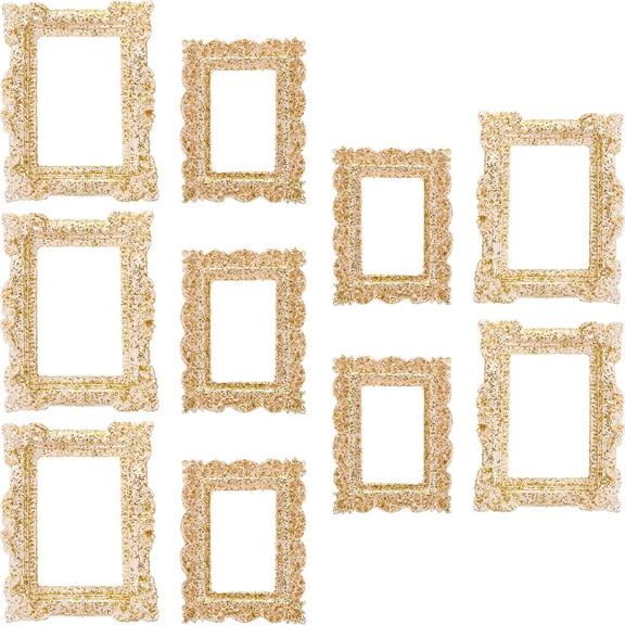 LOLIPPYY 10Pcs Tiny Vintage Photo Frame Ornaments in Assorted Colors Resin for Phone Case Decoration