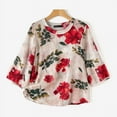 thumbnail image 4 of ZANZEA Women Floral Printed Crew Neck 3/4 Sleeve Loose Blouse Summer Holiday Casual T Shirt Tops, 4 of 9