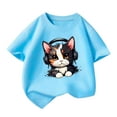 thumbnail image 2 of Piuwrlz T-Shirts Tops for Kids Girls Short Sweatshirt Sleeve Light Blue Size 110, 2 of 8