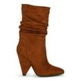 thumbnail image 2 of Atalina Pointy Toe Ruched Mid Calf Cone Heel Boot 20347, 2 of 6