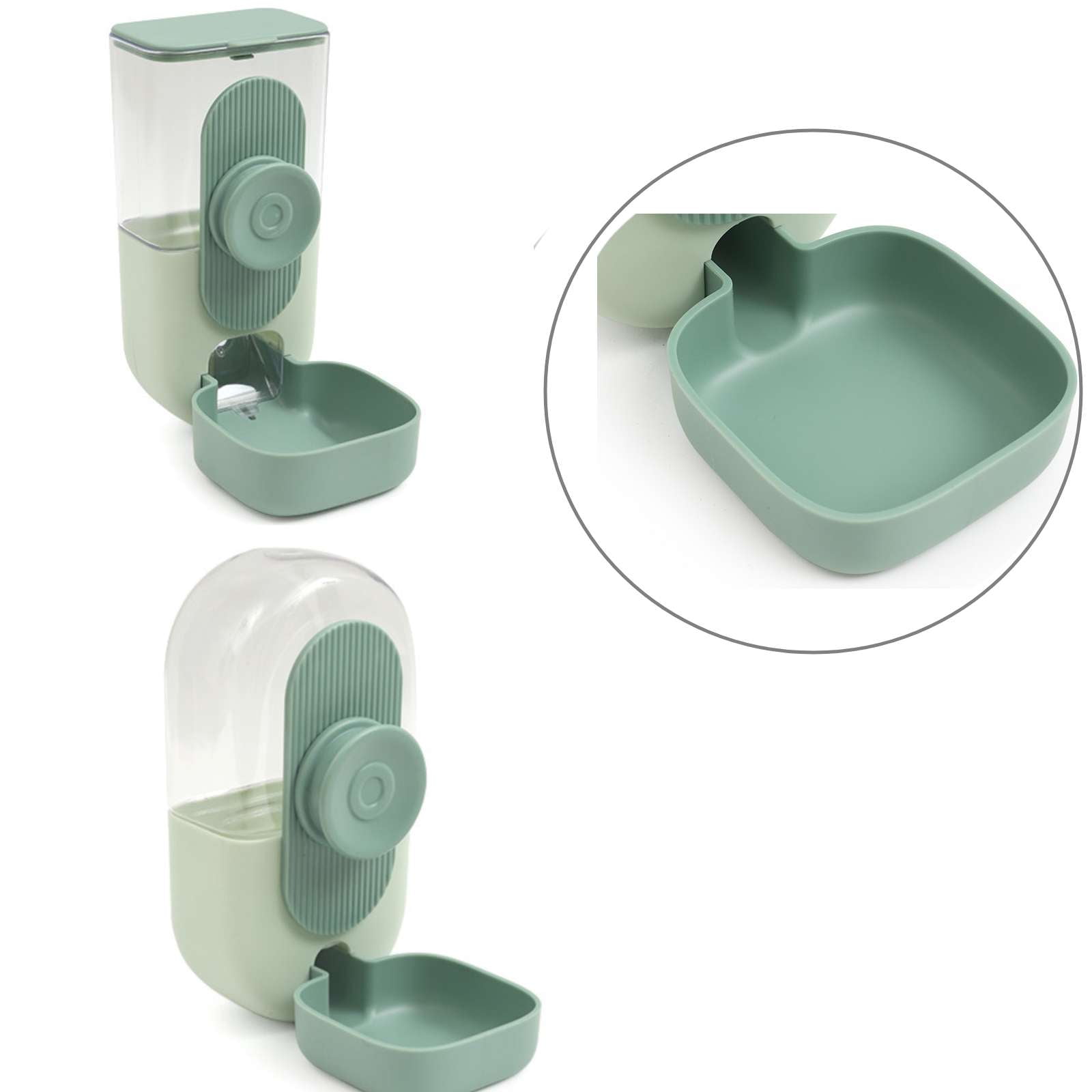 Puseky 2Pcs Hanging Food Water Dispenser, Automatic Gravity Pet Feeders and Waterers for Cats, Dogs, Rabbit, Pink Cage Food Bowl