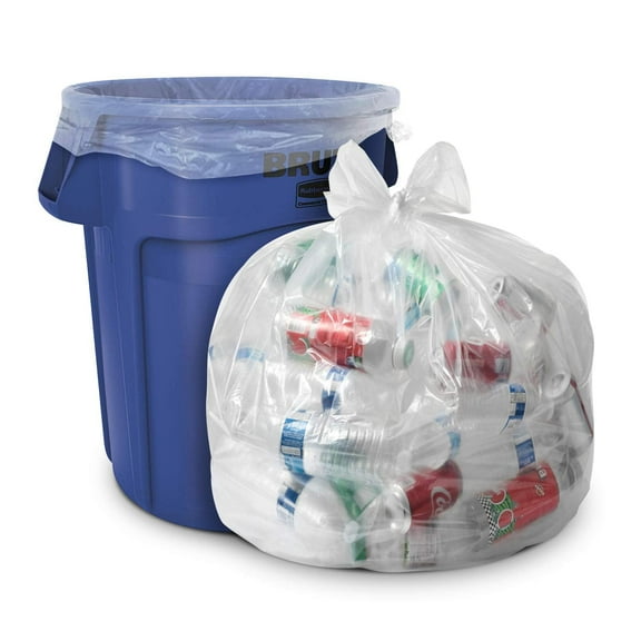 Aluf Plastics 55-60 Gallon 1.5 MIL Clear Garbage Bags - 38" x 58" - Pack of 50 - For Contractor, Industrial, Healthcare, & Municipal