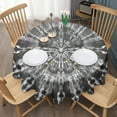 thumbnail image 3 of Black Tie Dye Pattern Round Tablecloth 60"x60",Wrinkle Wipeable Table Cloth for Kitchen Dining Room Picnic Patio Party, 3 of 6