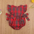 thumbnail image 7 of Qiylii Infant Baby Girls Christmas Romper Plaid Bodysuit Ruffle Sleeve Party Playsuit Outfit, 7 of 7
