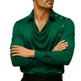 thumbnail image 6 of Satin Silk Mens Dress Shirts Long Sleeve Shirt Wedding Party Prom Shirt Green XXL, 6 of 6