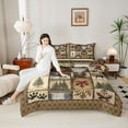 thumbnail image 4 of Feelyou Western Lodge Cabin Queen Comforter Set, Jungle Bear Deer Animal Bedding Sets, Rustic Countryside Reversible Bedding Comforter Set, Wheat Brown Super Cozy Room Decor, 3 Pieces, 4 of 8
