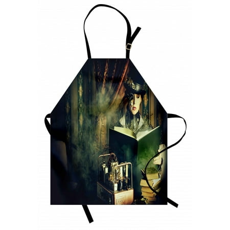 

Steampunk Apron Portrait of a Steampunk Woman Subculture Themed Atmosphere Unisex Kitchen Bib with Adjustable Neck for Cooking Gardening Adult Size Multicolor by Ambesonne