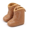 thumbnail image 5 of Ccpelsie Baby Cowboy Boots Western Boots Toddler Cowboy Bootie Soft Sole Non-Slip Crib Shoes for Boys Girls(Brown,18-24 Months), 5 of 8