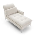 thumbnail image 3 of 55" Chaise Lounge Sofa Bed with Left Armrest & Lumbar Pillow, Button Tufted Design for Living Room Bedroom Office, Easy Tool-Free Assembly (Beige), 3 of 8