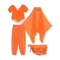 thumbnail image 6 of TiaoBug Women India Belly Dance Costume Lanterns Sleeves Top Pants Hip Scarf Head Scarf 4Pcs Orange One Size, 6 of 6