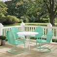 thumbnail image 2 of Pemberly Row 5 Piece Metal Patio Dining Set in White and Aqua, 2 of 7