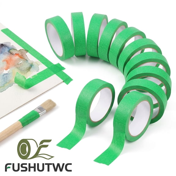 12 Rolls Green Masking Tape, Green Painters Tape 1 Inch Wide Smart Adhesion Paint Tape for DIY Crafts Art Car Wall Decor Painting, 22Yards
