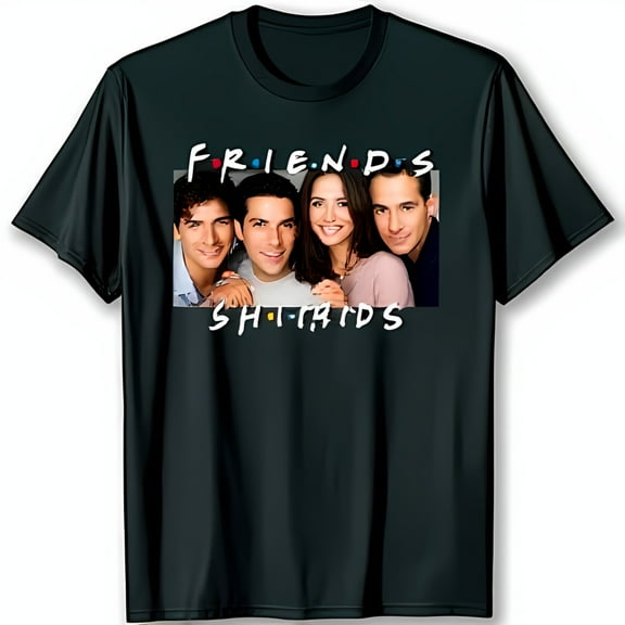 Funny Friends Cast Graphic Black T-Shirt