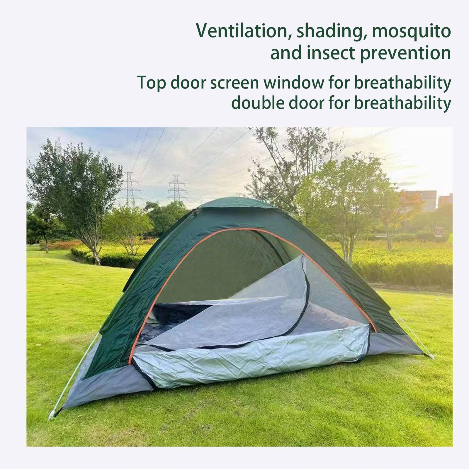 Hovilon Camping Tent 2 Person,Waterproof Windproof Tent,Weather Resistant Family Tent,Automatic Quadrangle Tent With Easy Useup 1 Door And 1 Sky-light