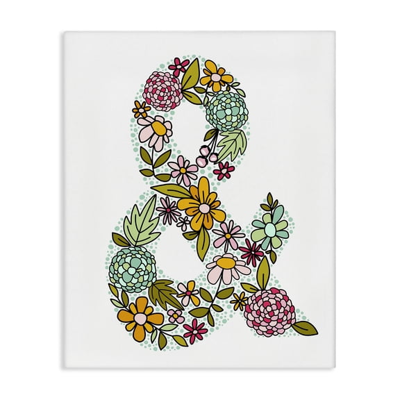 Stupell Industries Hydrangea Florals Ampersand Typography and Symbols Painting Wrapped Canvas Canvas Art Print Wall Art, 16 x 20