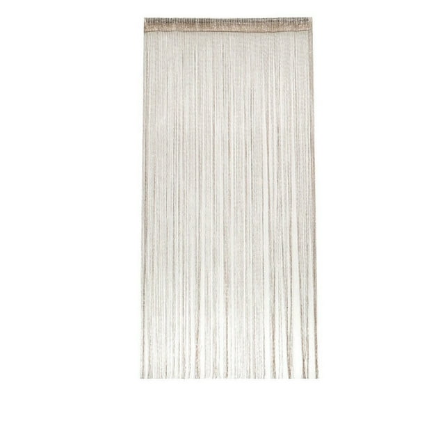 Yellow Metallic Thread Beaded Curtain, Tassel Partition Door Curtain, Polyester Fabric With Shimmering Ribbons For Room Divider And Window Decor, 39X79In