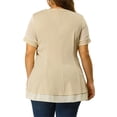 thumbnail image 3 of Women's Plus Size Lace Short Sleeve Swing Mesh Peplum Top, 3 of 8
