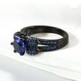 thumbnail image 6 of Punk Skull Rings Black Matching Rings Couple Rings Blue Cz Wedding Ring for Women, 6 of 7