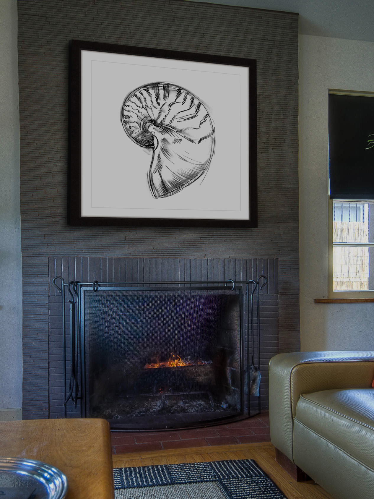 "Shell Sketch IV" Framed Painting Print