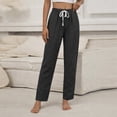 thumbnail image 2 of Women's Tall Fit Linen Blend Pants with Adjustable Drawstring Waist and Side Pockets, Lightweight Breathable Fabric for All Day Comfort Black L, 2 of 8
