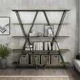 thumbnail image 5 of Furniture of America Edz Rustic Metal 5-Shelf Bookcase in Oak and Gun Metal, 5 of 8
