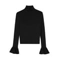 thumbnail image 7 of snilers Velvet Tops for Women Mock Neck Bell Sleeve Shirt Strech Slim Fit Going Out Top Spring Casual Basic T-Shirts S-2XL, 7 of 7