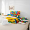thumbnail image 5 of 3D Construction 7 Pcs Comforter Set twin, Building Blocks Bedding , Rainbow Colorful Toy Brick Sheet Set Bed in A Bag Funny Patchwork Geometric Rectangle Quilt, 5 of 5