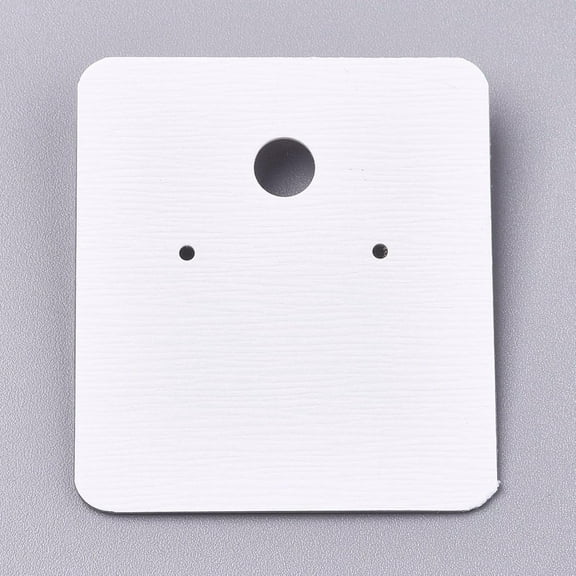 1Bag Plastic Jewelry Display Cards for Hanging Earring Display Rectangle White 45.5x40x4.5mm Hole: 1.4mm and 6mm 100sheets/bag