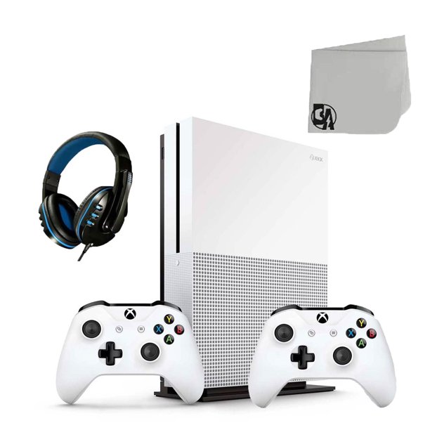 Microsoft 23400051 Xbox One S White 1TB Gaming Console 2 Controller Included BOLT AXTION Bundle