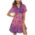thumbnail image 1 of Birdeem Robes d'Été Élégantes à Col en V Imprimées pour Femmes, 1 of 1