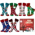 thumbnail image 2 of Mens Funny Socks Christmas Socks for Men Women Colorful Fun Novelty Crew Patterned Socks 6 Pairs US 7-13, 2 of 7