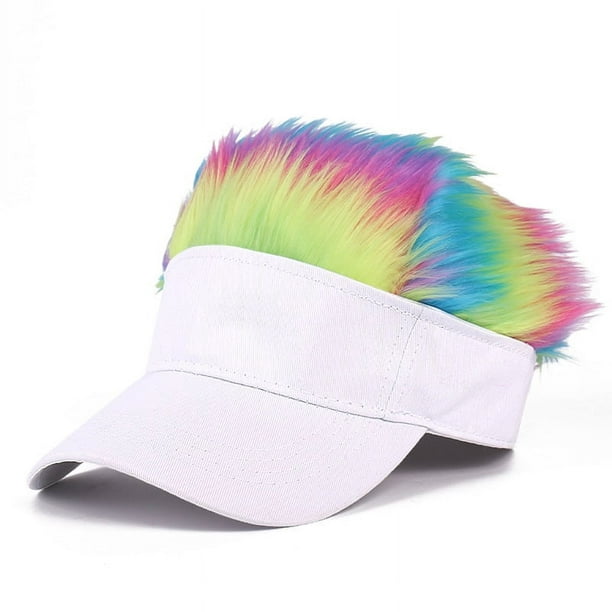 Men Novelty Colourful Hair Hats Spiked Funny Golf Visors Hats