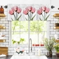 thumbnail image 3 of Pink Tulips Valances for Windows Countryside Flower Rod Pocket Curtain Valance Window Treatment Short Curtains for Kitchen Living Room, 42"x18", 3 of 5