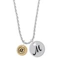 thumbnail image 1 of Delight Jewelry Goldtone Disc 1/2'' - Symbol - At Sign - @ - Silvertone Script Initial Disc - M - Charm Necklace, 20"+3", 1 of 4