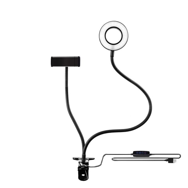 Selfie Ring Light Soporte para teléfono móvil Soporte Tipo de clip Transmisión en vivo Luz de relleno Soporte flexible Rotación de 360 grados Vogacara DZ7324-02B