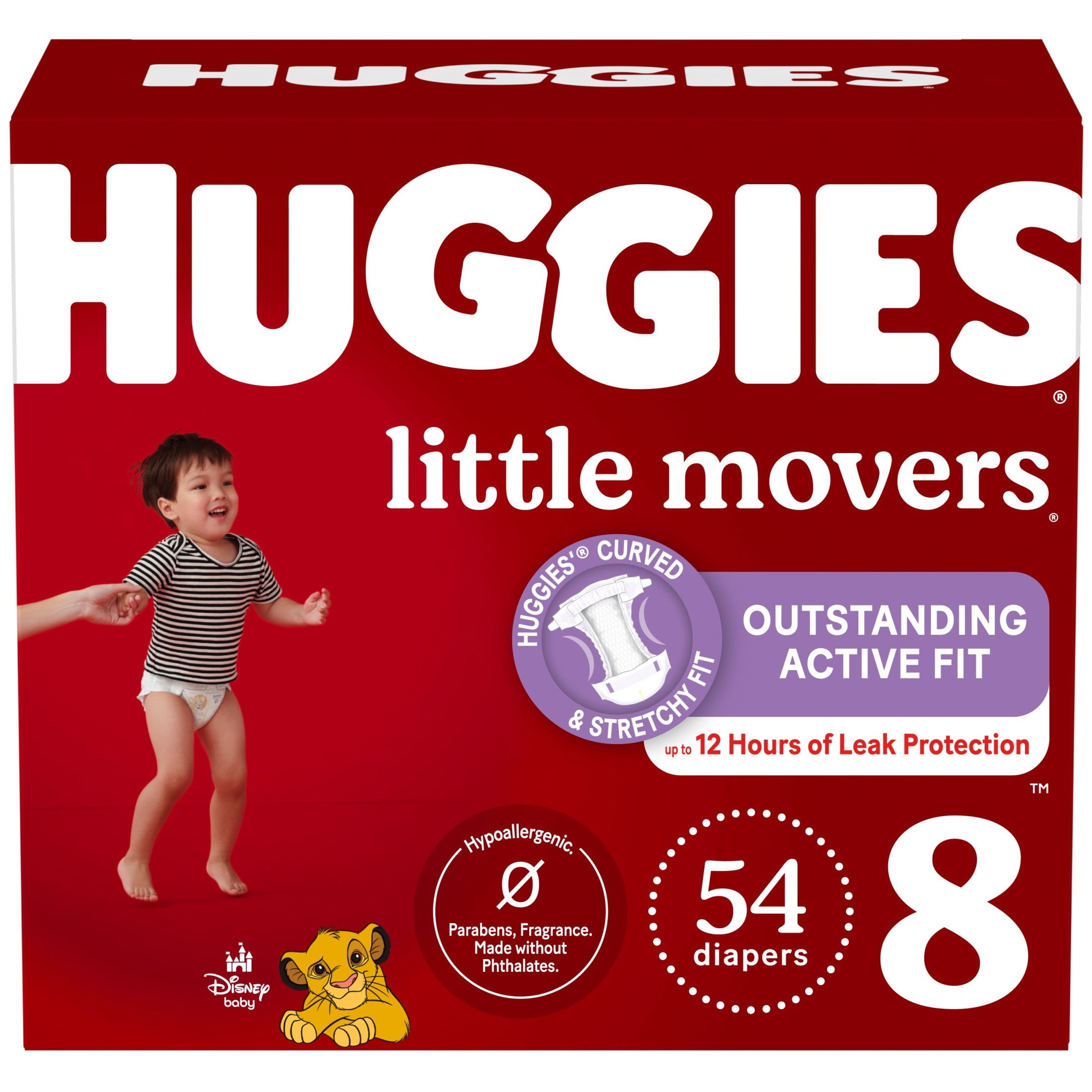Huggies Little Movers Baby Diapers, Size 8 (46+ lbs), 54 Ct (Select for More)