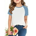 thumbnail image 4 of Loopsun Boys Girls Summer Tshirts, Toddler Kids Boys Girls Fashion Round Neck Spliced Short Sleeve Top Blue 7-8 Years, 4 of 5
