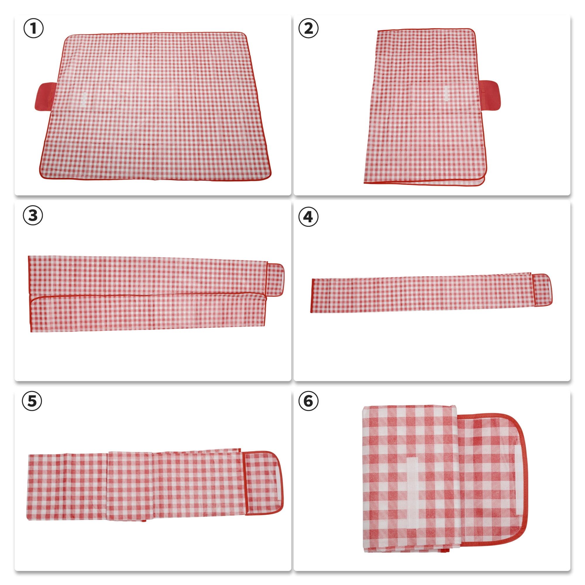 Unique Bargains Picnic Blanket Beach Mat Lightweight with Handle Red White 200x200cm