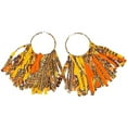 thumbnail image 2 of African Tassel Women Earrings Ankara Fringe Hoop Earrings Women WYB1198, 2 of 3