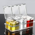 thumbnail image 6 of Bueautybox Seasoning Box, Seasoning Rack Spice Pots, Storage Container Condiment Jars, 3/4 Grid Clear Acrylic Cruet with Cover and Spoon Transparent, 6 of 7